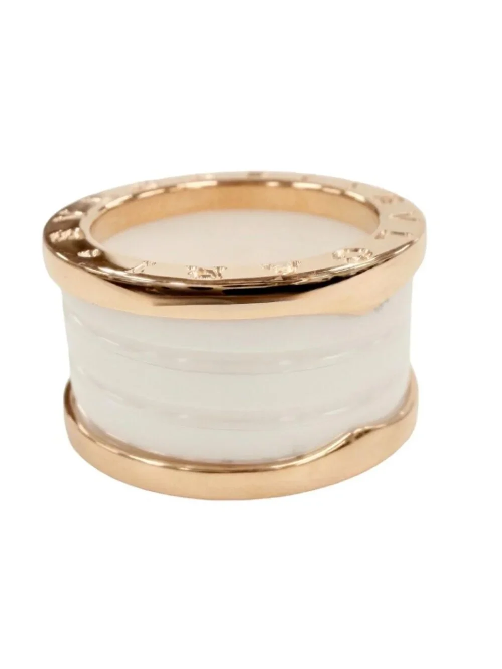 Bvlgari B.zero1 Ring 750 Ceramic Pink Gold White